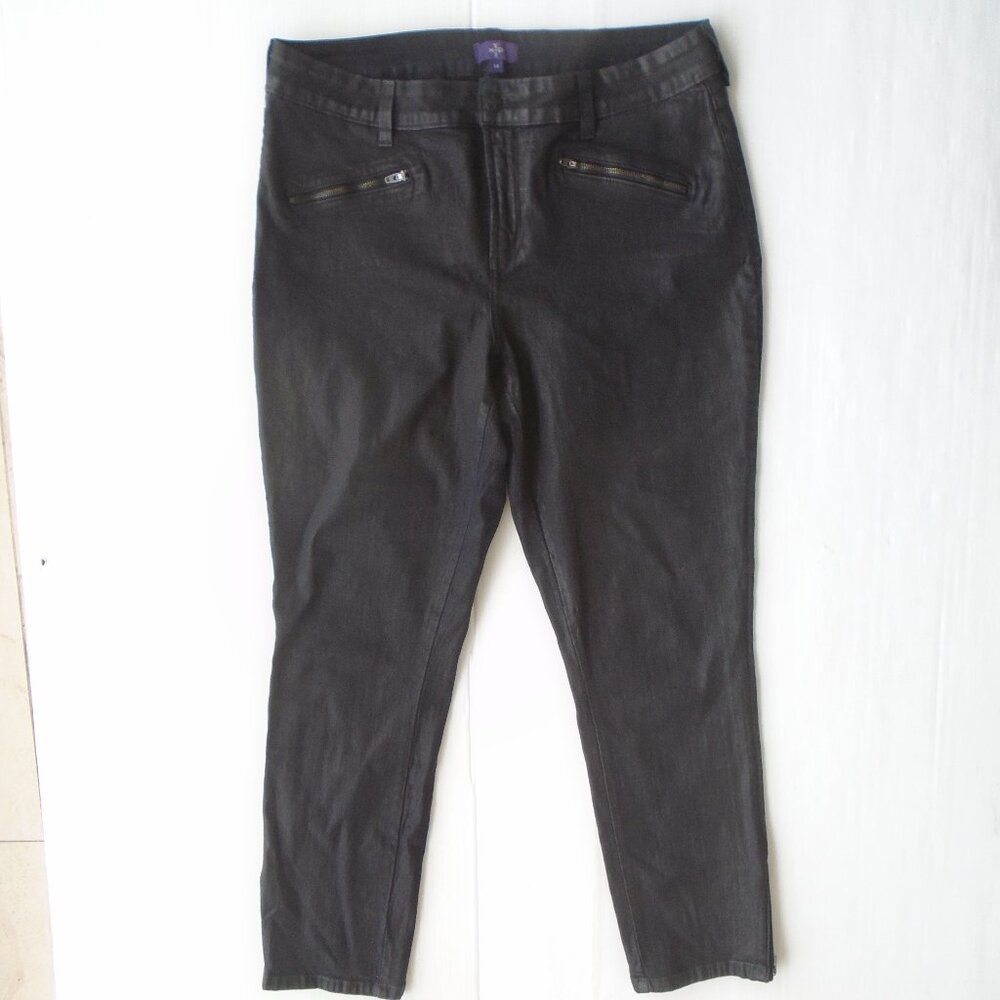 NYDJ Womens Lift Tuck Legging Stretch Jeans Pants Size 14 Black